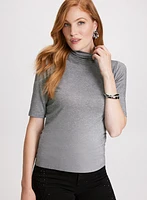 Metallic Knit Turtleneck Top
