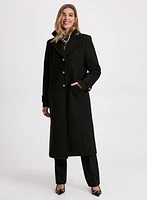 Embossed Button Wool-Blend Coat