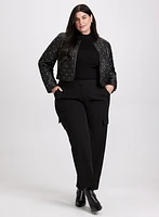 Studded Vegan Leather Jacket & High Rise Flared Leg Jeans