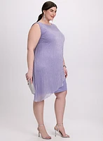 Metallic Plissé Overlay Dress