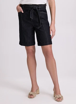 Short en denim à jambe large