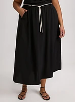 Drawstring Crinkled Maxi Skirt