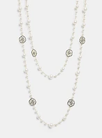 Rosette Inset Pearl Necklace