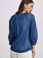 Cotton Split Neck Blouse
