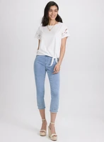 Embroidered Stretch-Cotton T-Shirt