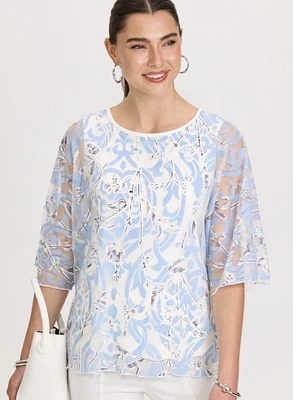 Printed Mesh Blouse