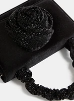 Rosette Embellished Box Clutch