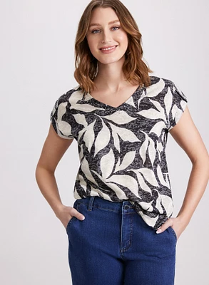 T-shirt à pierres et motif feuilles