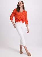 Crochet Trim Denim Capris