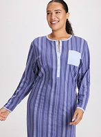 Stripe Print Long Nightgown