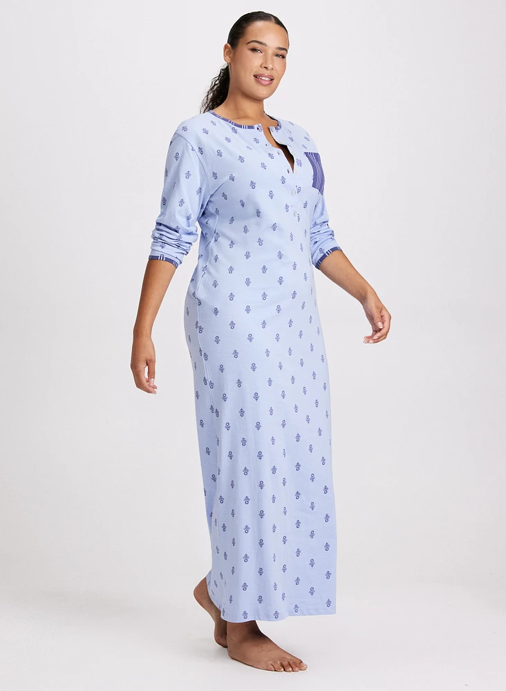 Abstract Print Long Nightgown