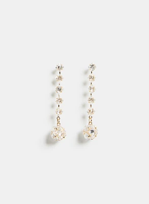 Cubic Zirconia Crystal Ball Drop Earrings