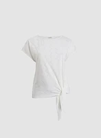 Tie-Front Eyelet Top
