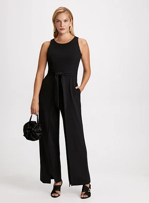 Split-Leg Crepe Jumpsuit