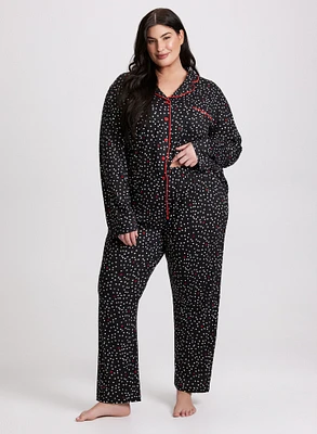 Ensemble pyjama à motif pois et coeurs