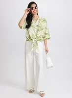 Tropical Tied-Hem Blouse