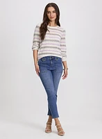 Striped Pointelle Knit Sweater