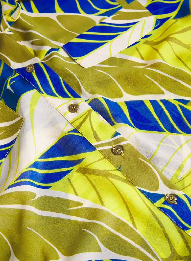 Tunique en chiffon à motif palmiers