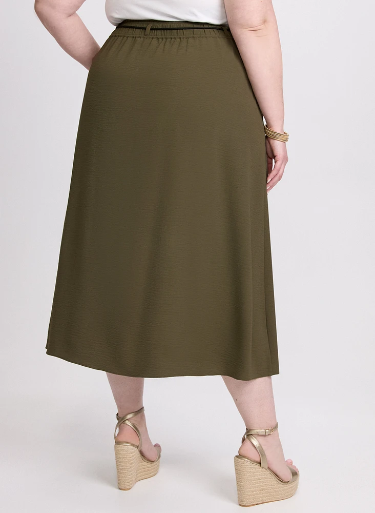 Drawstring Crinkled Maxi Skirt