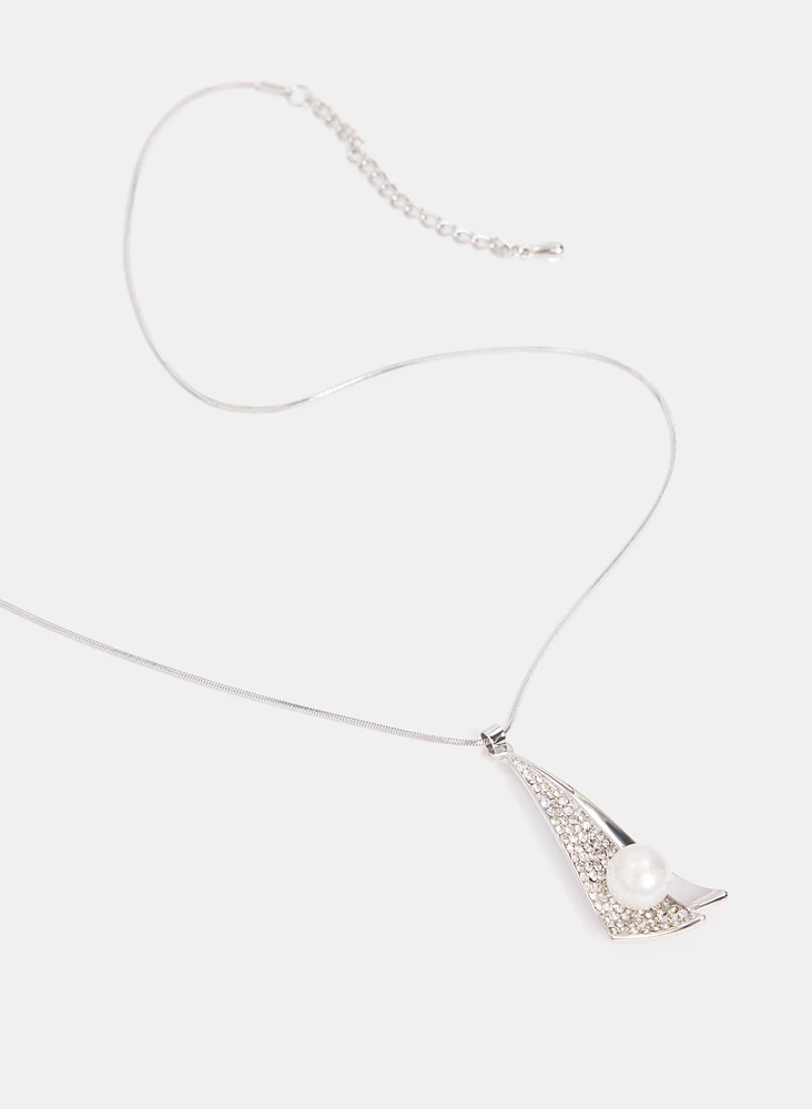 Embellished Triangle Pendant Necklace