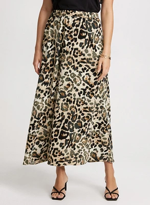 Long Leopard Print Skirt
