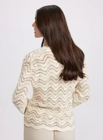 Wavy Pointelle Knit Cardigan