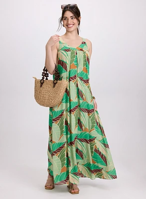 Palm Print Maxi Dress