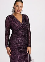 Ruched Sequin Embellished Dress