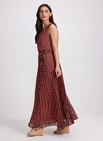 Stripe Chiffon Maxi Dress