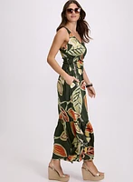 Leaf Print Maxi Dress