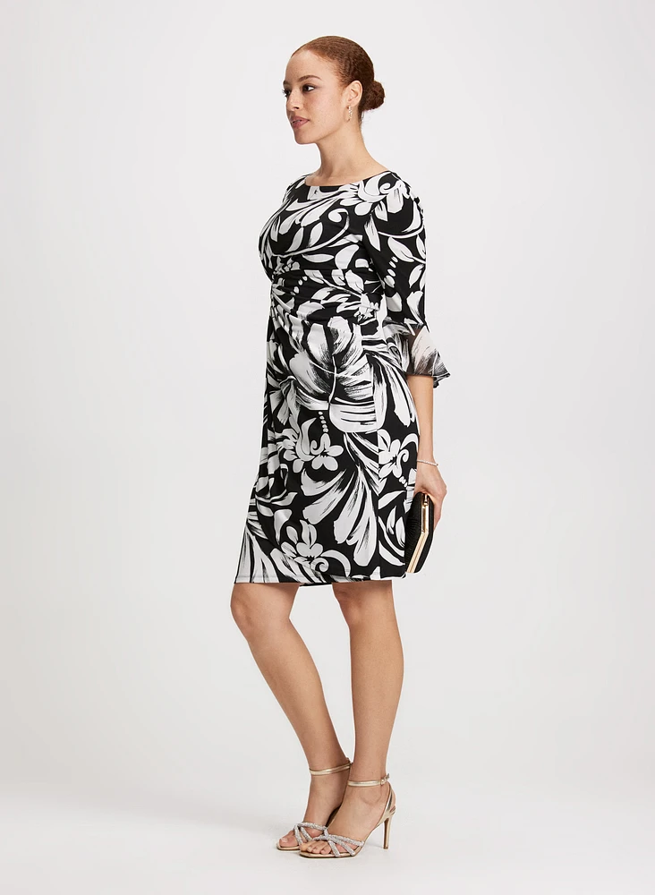 Leaf Print Sheath Dress
