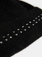 Tuque à pompon amovible et détails de cristaux