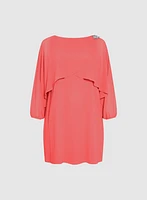 Brooch Embellished Capelet Dress