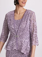 Glitter Lace Dress & Jacket Set