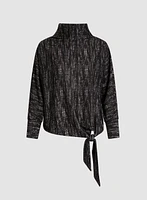 Marble Motif Funnel Neck Top