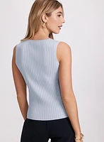 Sleeveless Ribbed Knit Sweater