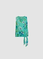 Floral Print Tied-Hem Blouse