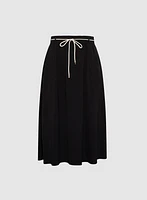 Drawstring Crinkled Maxi Skirt