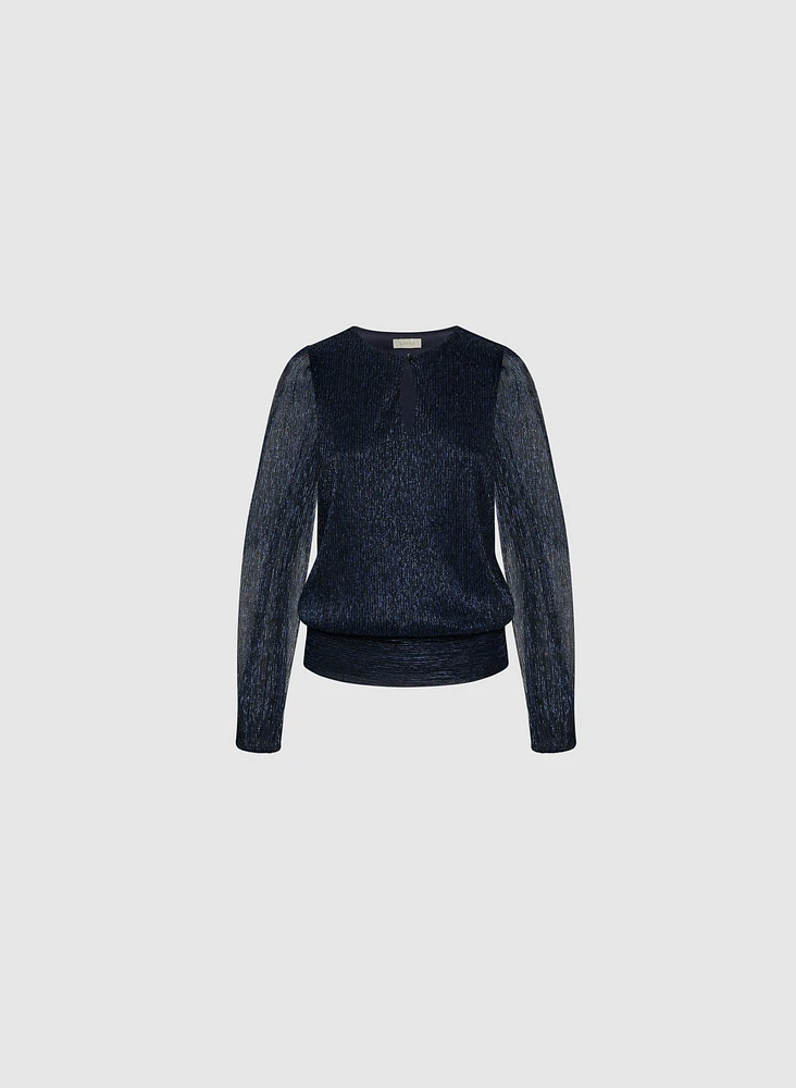 Metallic Plisse Top
