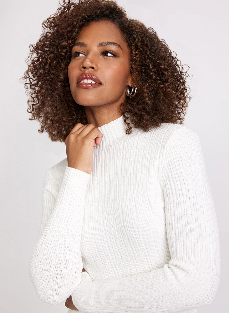 Pull à col montant paillettes