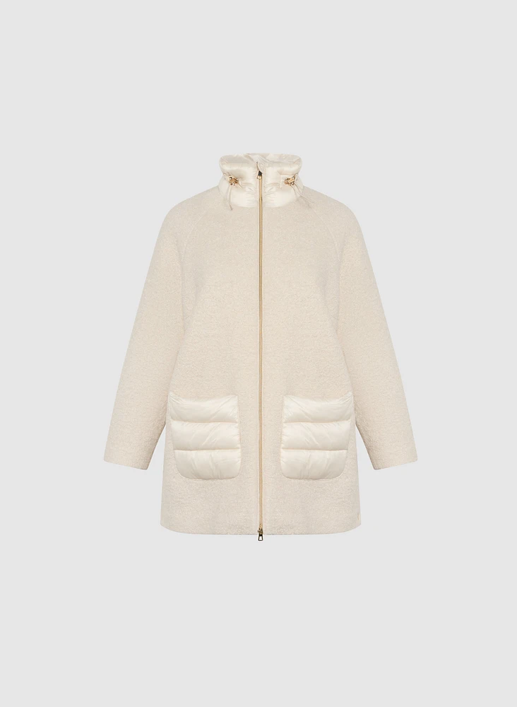 Mixed Puffer Wool-Blend Coat