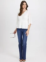 Flare Sleeve Button-Down Blouse