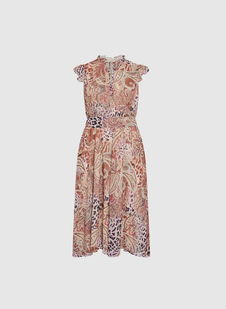 Paisley Print Chiffon Dress