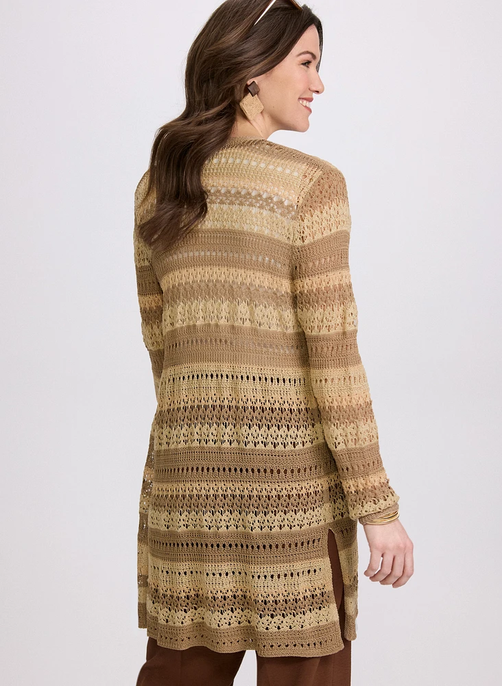 Striped Long Cardigan