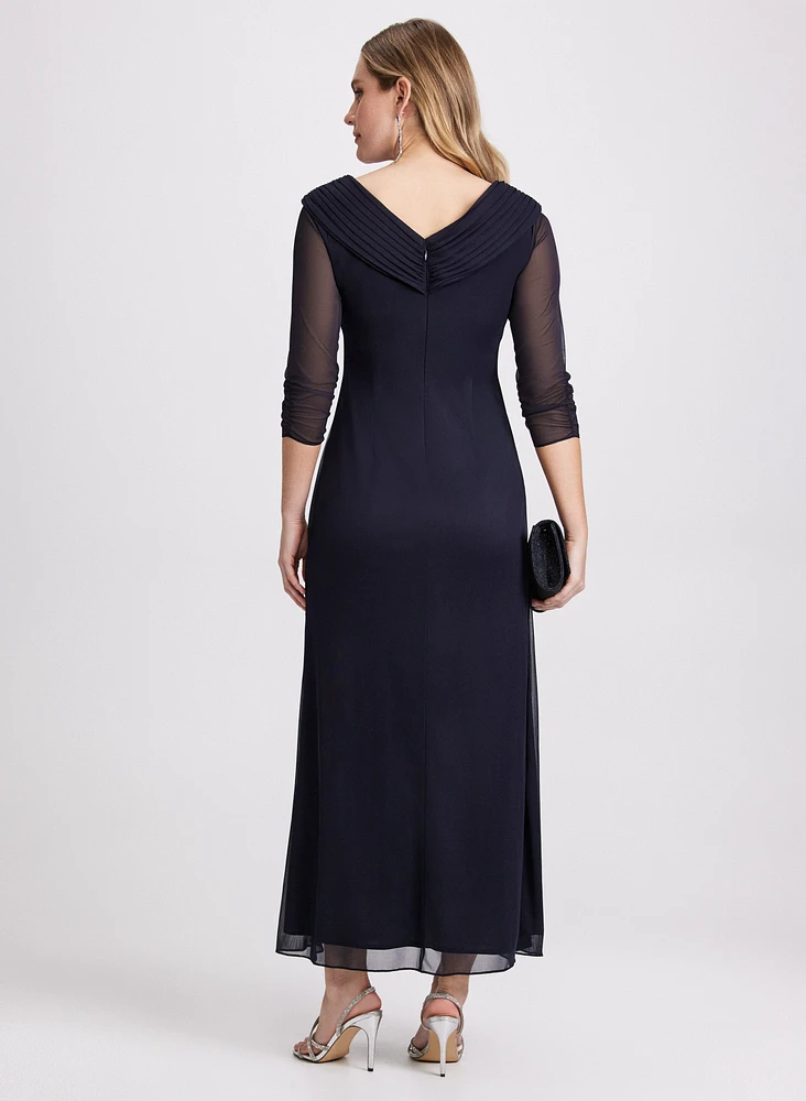 Sparkling Brooch Evening Dress