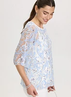 Printed Mesh Blouse