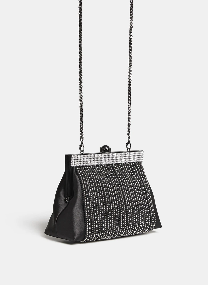 Satin Rhinestone Clutch
