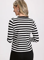 Striped Flared-Cuff Cardigan