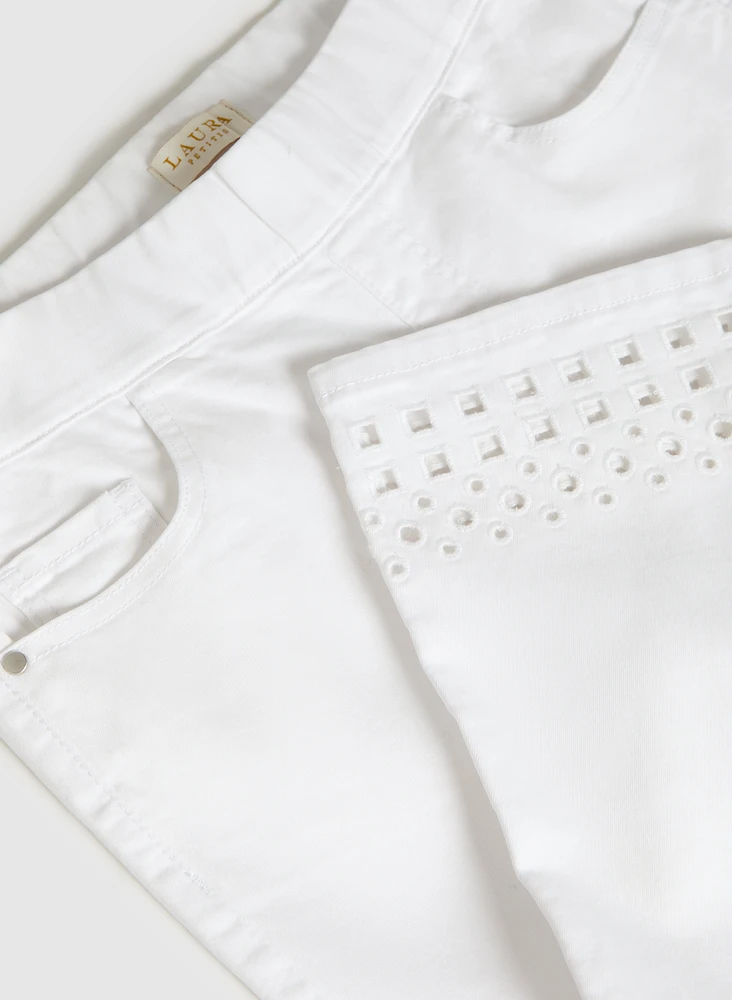 Perforated Denim Capris