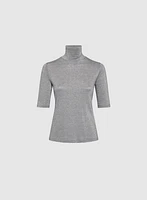 Metallic Knit Turtleneck Top